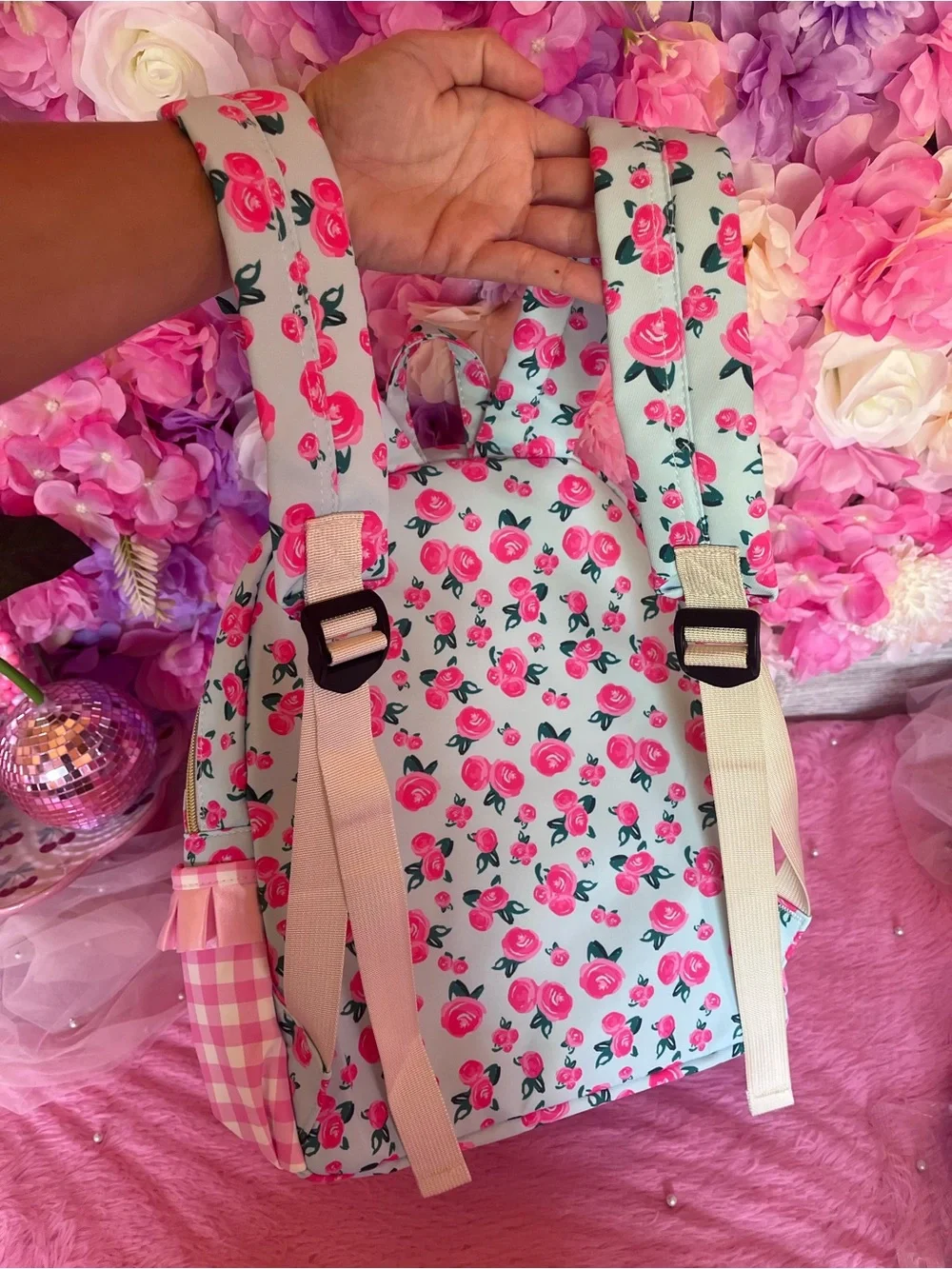 Kids Floral & Gingham Pink Backpack